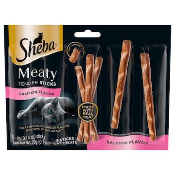 Sheba Cat Treats, Salmon Flavor, Meaty Tender Stick