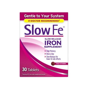 Slow Fe 45mg Iron Supplement for Iron Deficiency, Slow Release, High Potency, Easy to Swallow Tablets