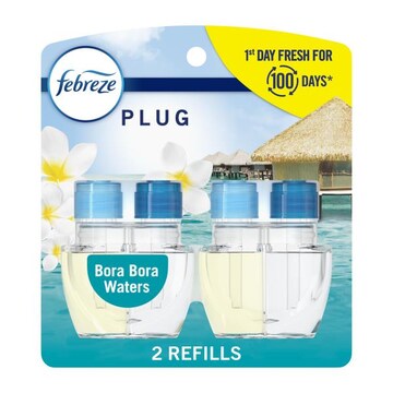 Febreze Odor-Fighting PLUG Air Freshener Refill, Bora Bora, (2) .87 fl. oz. Oil Refills