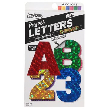 Artskills Poster Letters & Numbers, Sparkle, Repositionable