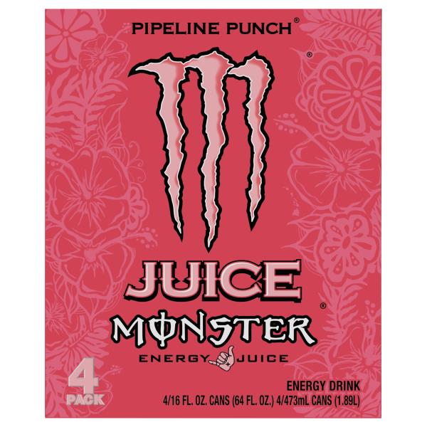 Juice Monster Energy Drink, Pipeline Punch, Energy + Juice, 4 Pack ...