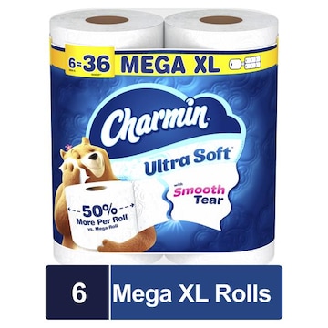 Charmin Ultra Soft Toilet Paper 6 Mega XL Rolls