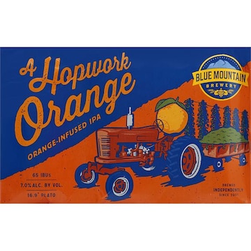 BLUE MOUNTAIN Beer, Orange-Infused IPA, A Hopwork Orange