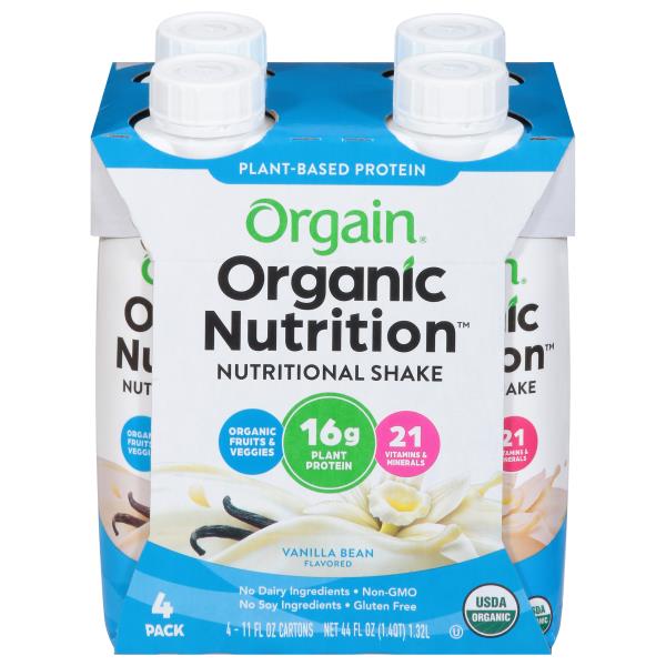 Orgain Organic Nutrition Nutritional Shake, Vanilla Bean Flavored, 4 ...