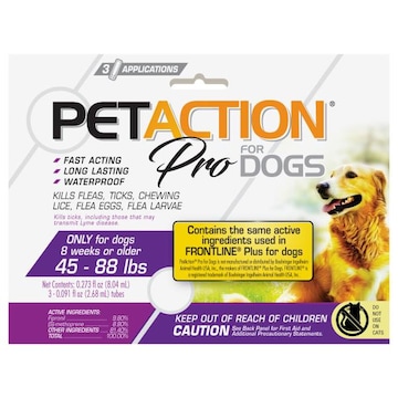 PetAction Pro Fleas, Ticks & Lice Treatment, for Dogs, 8 Weeks or Older (45-88 lbs)