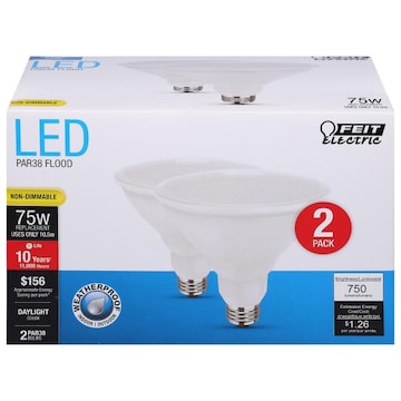 Feit Electric Bulbs, Flood, Daylight, LED, 75 Watts, 2 Pack