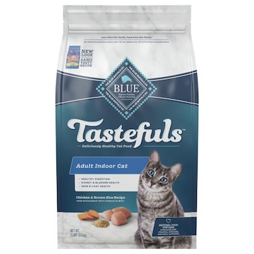 Blue Buffalo Blue Tastefuls Food for Cat, Indoor, Chicken & Brown Rice Recipe, Adult