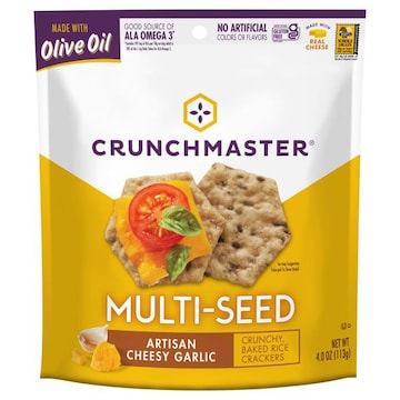 Crunchmaster Rice Crackers, Multi-Seed, Artisan Cheesy Garlic