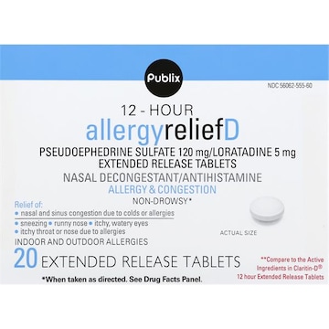Publix Allergy Relief-D 12 Hour Tablet 20 Count Box