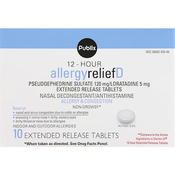 Publix Allergy Relief-D 12 Hour Tablets 10 Count