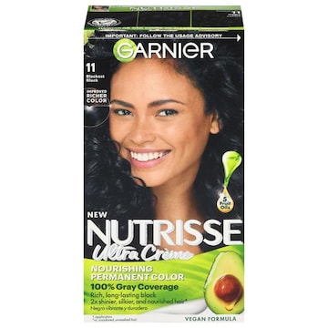 Nutrisse Hair Color, Permanent, Ultra Creme, Blackest Black 11