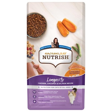 Rachael Ray Nutrish Natural All Ages Longevity Chicken, Chickpea & Salmon Recipe Food for Cats