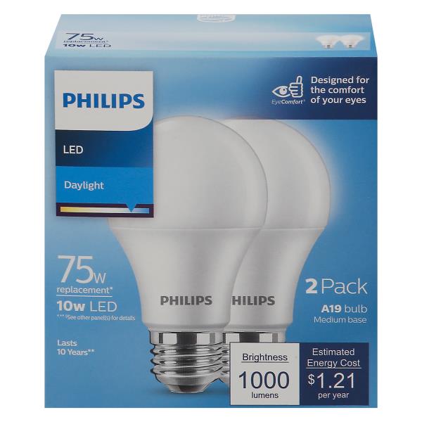 Phillips Light Bulbs, LED, Daylight, 10 Watts, 2 Pack | Publix Super ...