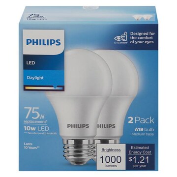 Phillips Light Bulbs, LED, Daylight, 10 Watts, 2 Pack