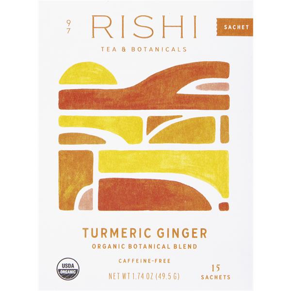 Rishi Tea, Organic, CaffeineFree, Turmeric Ginger, Sachets Publix