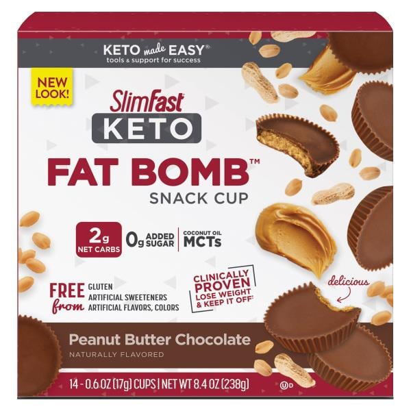 SlimFast Keto Fat Bomb Snack Cup, Peanut Butter Chocolate | Publix ...