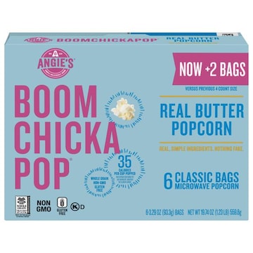Angie's Boomchickapop Microwave Popcorn, Real Butter
