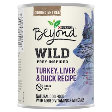 Beyond Wild High Protein, Grain Free, Natural Pate Wet Dog Food, WILD Turkey, Liver & Duck Recipe