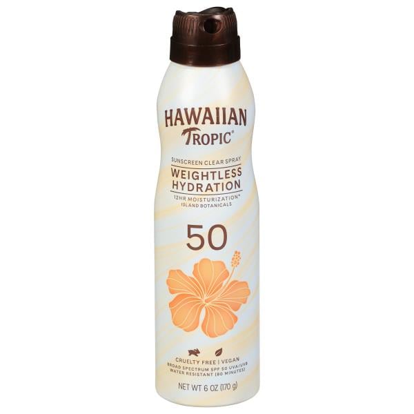 Hawaiian Tropic Silk Hydration Sunscreen, Weightless, Clear Spray, Broad Spectrum SPF 50