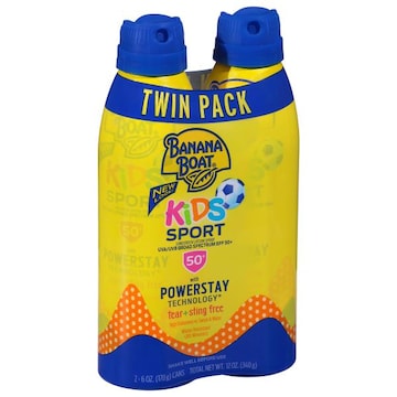 Banana Boat Kids Sport Sunscreen Lotion Spray, Broad Spectrum SPF 50+, Twin Pack