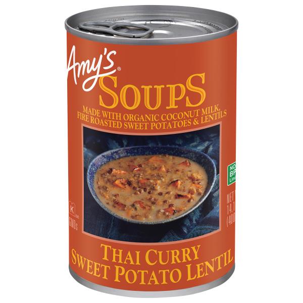 Amy's Thai Curry Sweet Potato Lentil Soup, Vegan, Gluten free