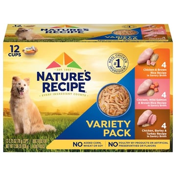 Nature's Recipe Adult Chicken & Brown Rice Recipe/Chicken, Wild Salmon & Brown Rice Recipe/Chicken, Barley & Turkey Recipe Dog Food Variety Pack