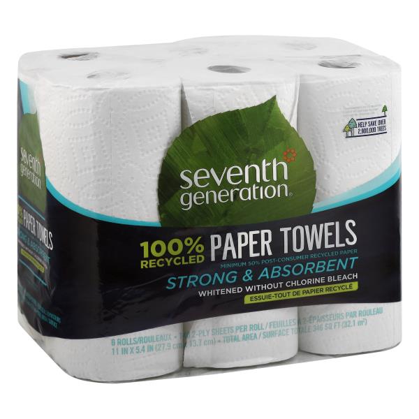 Seventh Generation Paper Towel, Big Rolls, Strong & Absorbent, 2-Ply ...