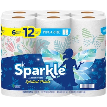 Sparkle Paper Towels, Double Rolls, Spirited Prints