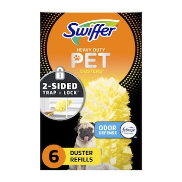 Swiffer Duster 360 Heavy Duty Pet Multi-Surface Duster Refills for Cleaning, With Febreze Odor Defense, 6 Count