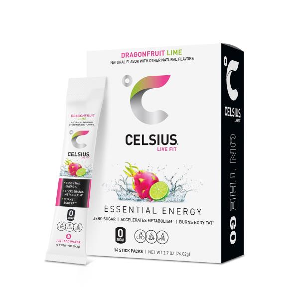 Celsius On The Go Energy Drink Mix, Dragonfruit Lime Packets