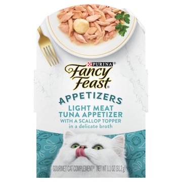 Fancy Feast Appetizers Purina Fancy Feast Appetizers Lickable Grain Free Wet Cat Food Topper Light Meat Tuna Appetizer with Scallop
