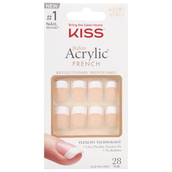 Kiss Salon Acrylic French Nail Kit, Rumour Mill KSA12, Squoval, Medium