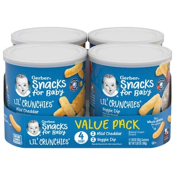 Gerber Snacks for Baby Baked Grain Snack, Mild Cheddar/Veggie Dip, Value Pack