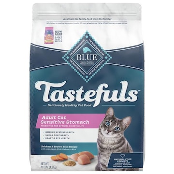 Blue Buffalo Tastefuls Food for Cats, Chicken & Brown Rice Recipe, Adult Cat Sensitive Stomach