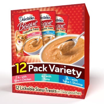 Delectables Lickable Bisque Treats, 12 Pack Variety