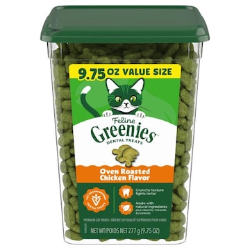 Feline Greenies Premium Dental Treats Oven Roasted Chicken Flavor Cat Treats Value Size