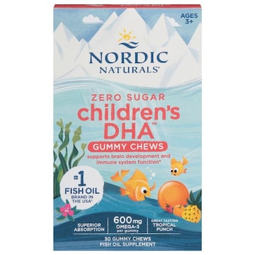 Nordic Naturals Children's DHA, Tropical Punch, Ages 3, Gummy Chews