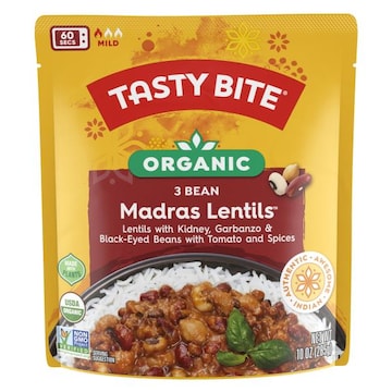 Tasty Bite Organic Madras Lentils 3 Bean 10oz Three-bean lentil curry