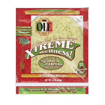 Ole Xtreme Wellness! Spinach & Herbs Large Flour Tortillas, Keto Friendly