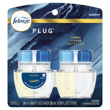 Febreze Plug Air Freshener Odor Fighter Ocean, .87 oz Refill, 2 Ct