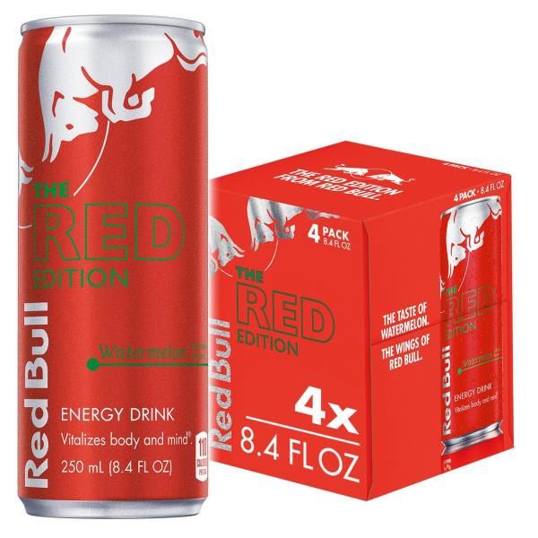 Red Bull Red Edition Energy Drink Watermelon, 80mg Caffeine, 8.4