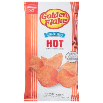 Golden Flake Potato Chips, Hot, Thin & Crispy, Sharing Size