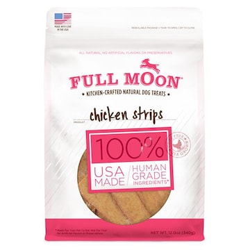 Full Moon All Natural Human Grade Dog Treats Chicken Strips, 12 Ounce