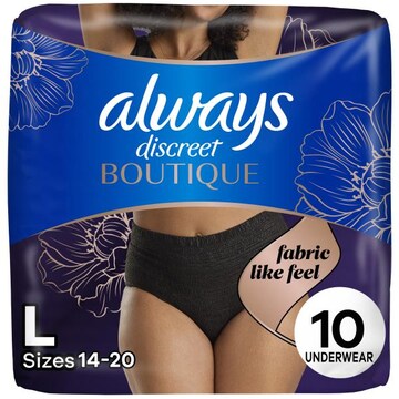 Always Boutique Underwear, L, 10 Ct