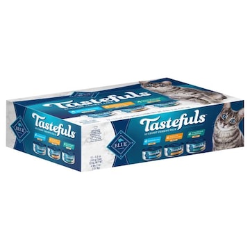 Blue Buffalo Blue Tastefuls Food for Cats, Chicken Entrees, Turkey and Chicken Entrees, Ocean Fish and Tuna Entrees, Pate, For Adult, Variety Pack