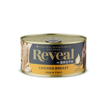 Reveal The natural ingredients in a Reveal can make your cat really happy. Every portion is made with real protein and no artificial flavors or additives.